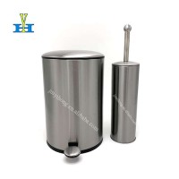 5L Stainless Steel Hotel Bedroom Trash Bins Toilet Brush Household Bathroom Foot Pedal Bin Sets